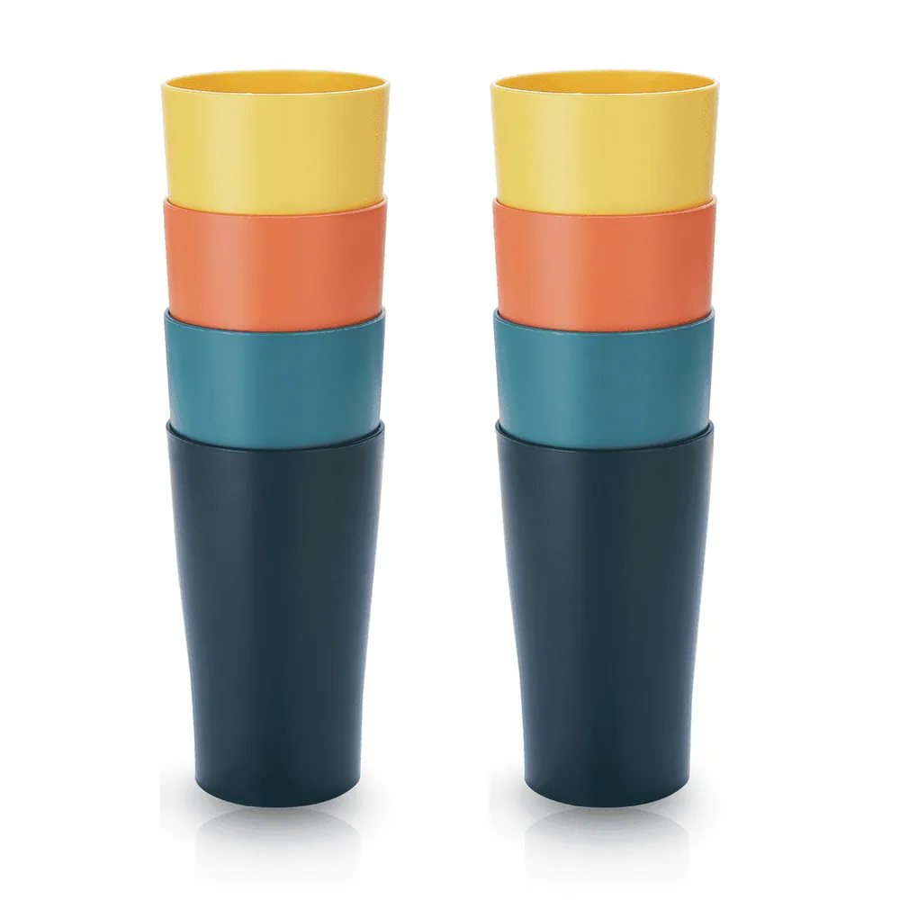 Plastic Cups Reusable 8 Pieces, Unbreakable Water Drinking Cup, Tumbler cups for Indoor Outdoor Travel Bathroom(Mix Color)